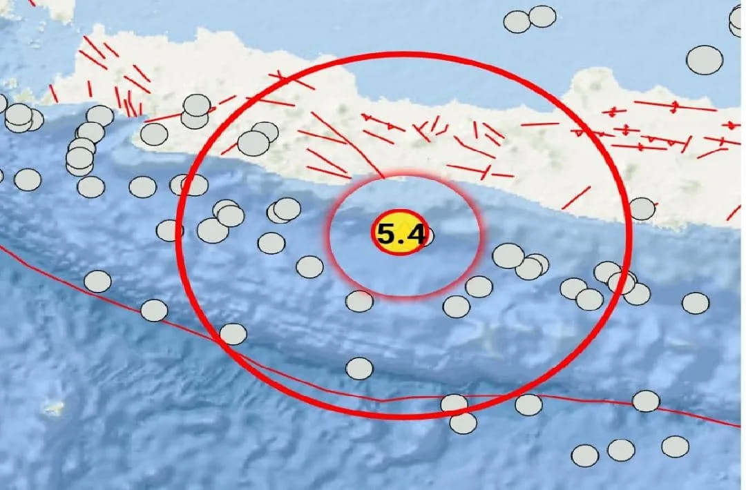 Gempa Magnitudo 5,4 Guncang Wilayah Laut Tenggara Cilacap